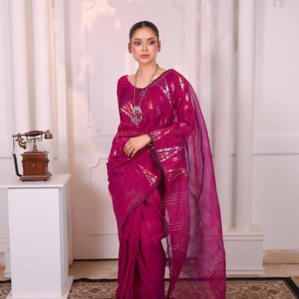 Pink Jamdani Saree