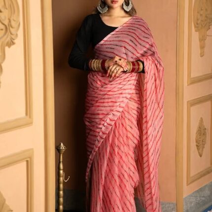 Orange Chiffon Georgette Saree