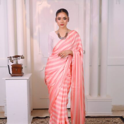 Aesthetic Designer Peach Saree
