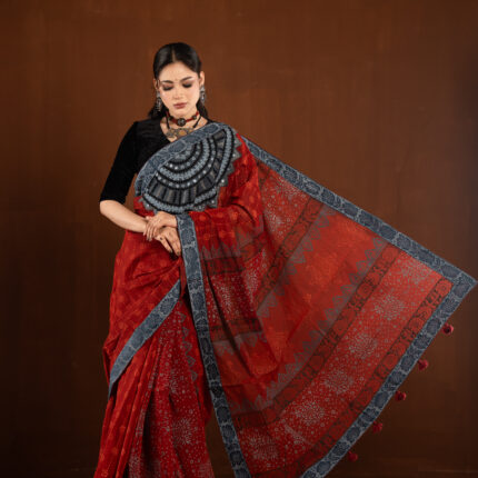 Handloom Katha Stich Sharee |Cotton silk-CD 806