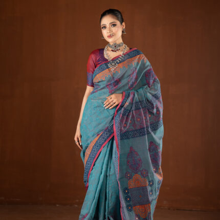 Handloom Katha Stich Sharee |Cotton silk-CD 803